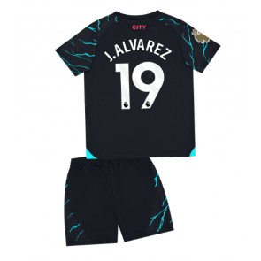 Manchester City Julian Alvarez #19 Koszulka Trzecich Dziecięca 2023-24 Krótki Rękaw (+ Krótkie spodenki)